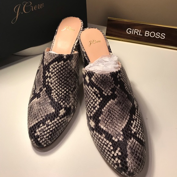 j crew snakeskin mules